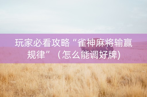 玩家必看攻略“雀神麻将输赢规律”（怎么能调好牌)