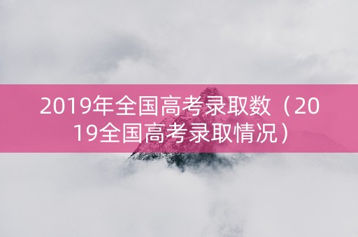 2019年全国高考录取数（2019全国高考录取情况）