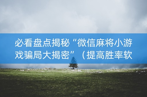 必看盘点揭秘“微信麻将小游戏骗局大揭密”（提高胜率软件)