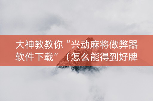 大神教教你“兴动麻将做弊器软件下载”（怎么能得到好牌)