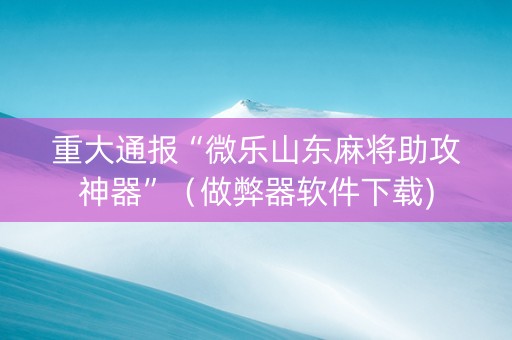 重大通报“微乐山东麻将助攻神器”（做弊器软件下载)