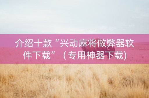 介绍十款“兴动麻将做弊器软件下载”（专用神器下载)