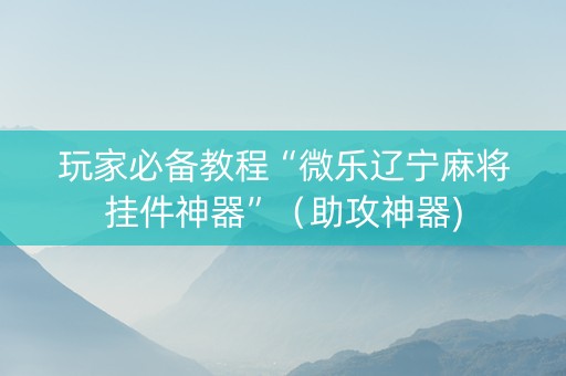 玩家必备教程“微乐辽宁麻将挂件神器”（助攻神器)