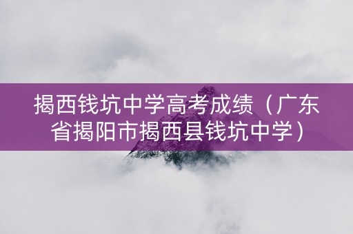 揭西钱坑中学高考成绩（广东省揭阳市揭西县钱坑中学）