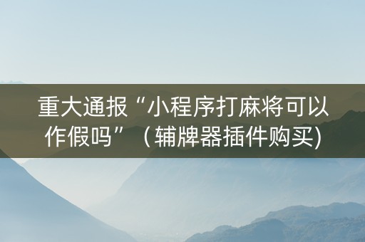 重大通报“小程序打麻将可以作假吗”（辅牌器插件购买)
