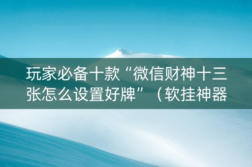 玩家必备十款“微信财神十三张怎么设置好牌”（软挂神器)