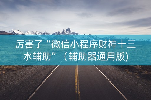 厉害了“微信小程序财神十三水辅助”（辅助器通用版)