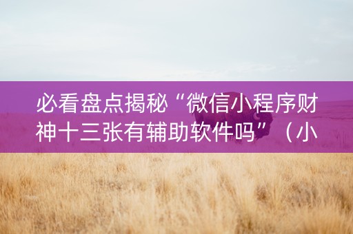 必看盘点揭秘“微信小程序财神十三张有辅助软件吗”（小程序控牌器)