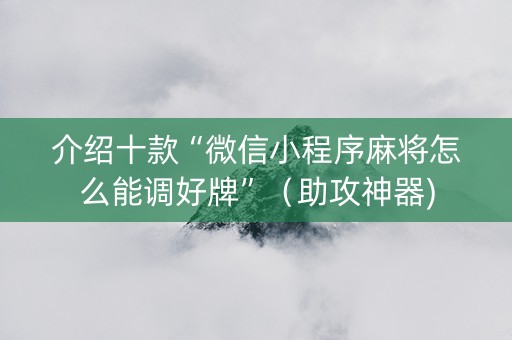 介绍十款“微信小程序麻将怎么能调好牌”（助攻神器)