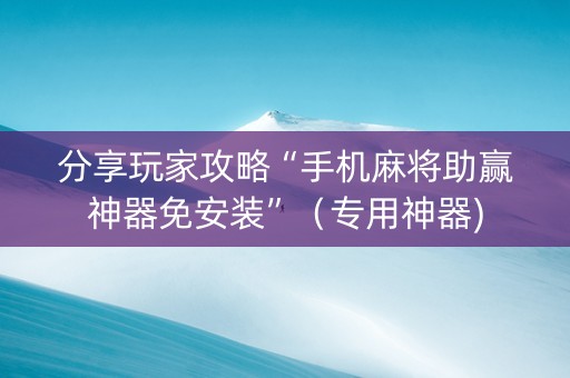 分享玩家攻略“手机麻将助赢神器免安装”（专用神器)