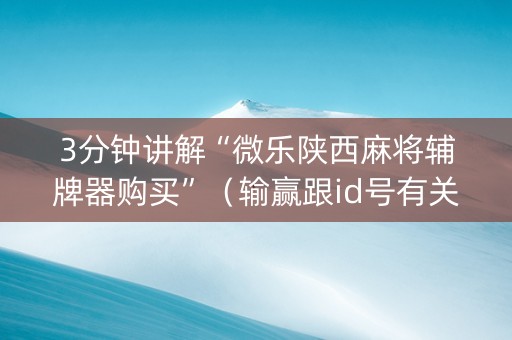 3分钟讲解“微乐陕西麻将辅牌器购买”（输赢跟id号有关系吗)
