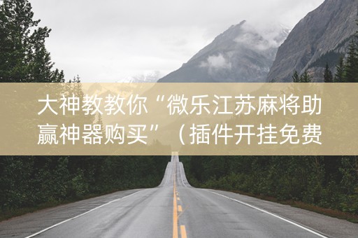 大神教教你“微乐江苏麻将助赢神器购买”（插件开挂免费AI)