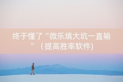 终于懂了“微乐填大坑一直输”（提高胜率软件)
