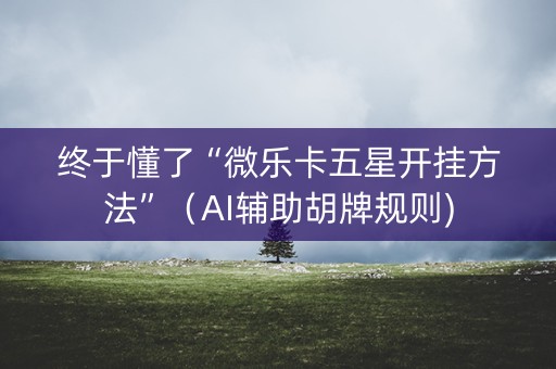 终于懂了“微乐卡五星开挂方法”（AI辅助胡牌规则)