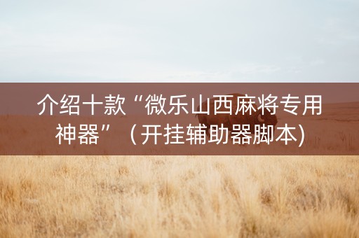 介绍十款“微乐山西麻将专用神器”（开挂辅助器脚本)