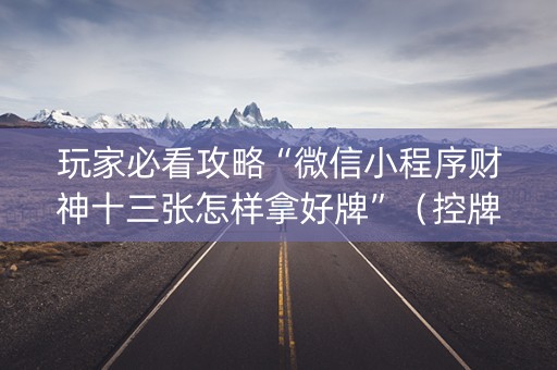 玩家必看攻略“微信小程序财神十三张怎样拿好牌”（控牌神器)