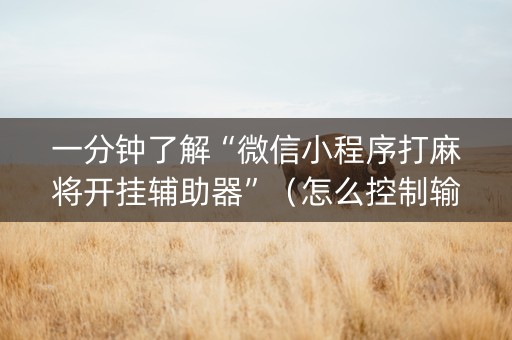 一分钟了解“微信小程序打麻将开挂辅助器”（怎么控制输赢)