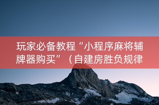玩家必备教程“小程序麻将辅牌器购买”（自建房胜负规律)
