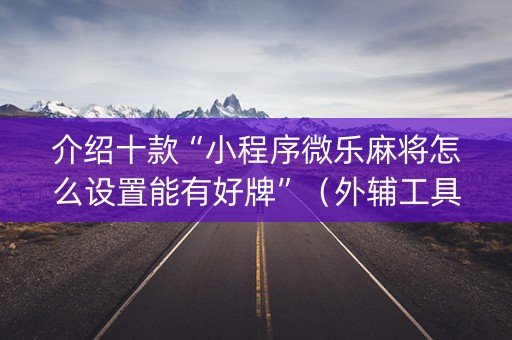 介绍十款“小程序微乐麻将怎么设置能有好牌”（外辅工具)