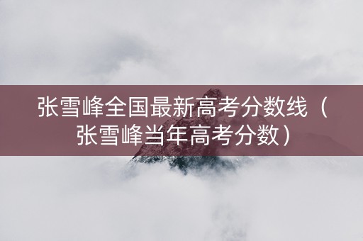 张雪峰全国最新高考分数线（张雪峰当年高考分数）