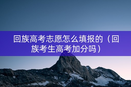 回族高考志愿怎么填报的（回族考生高考加分吗）