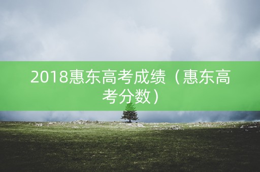 2018惠东高考成绩（惠东高考分数）