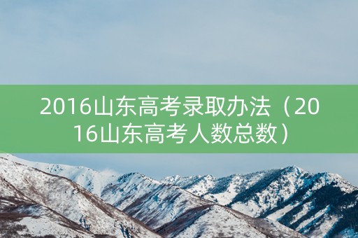 2016山东高考录取办法（2016山东高考人数总数）
