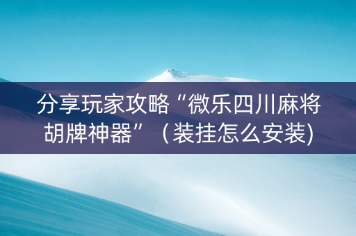 分享玩家攻略“微乐四川麻将胡牌神器”（装挂怎么安装)