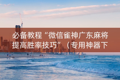 必备教程“微信雀神广东麻将提高胜率技巧”（专用神器下载)