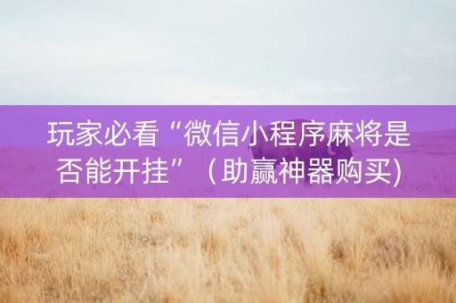 玩家必看“微信小程序麻将是否能开挂”（助赢神器购买)