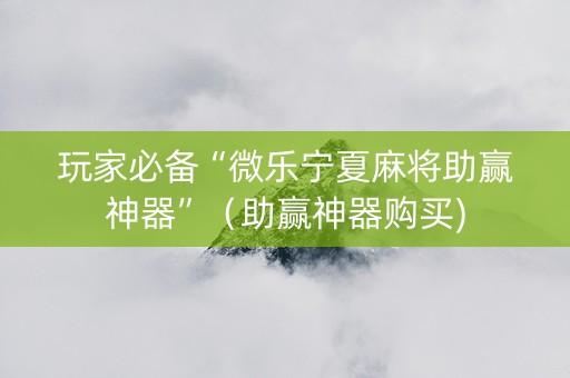 玩家必备“微乐宁夏麻将助赢神器”（助赢神器购买)