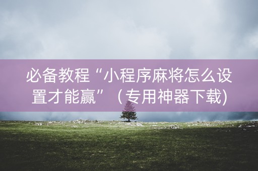 必备教程“小程序麻将怎么设置才能赢”（专用神器下载)