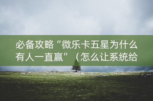 必备攻略“微乐卡五星为什么有人一直赢”（怎么让系统给你发好牌)