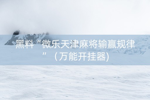 黑料“微乐天津麻将输赢规律”（万能开挂器)