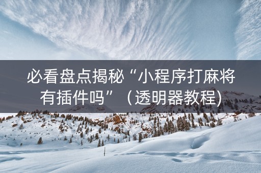 必看盘点揭秘“小程序打麻将有插件吗”（透明器教程)