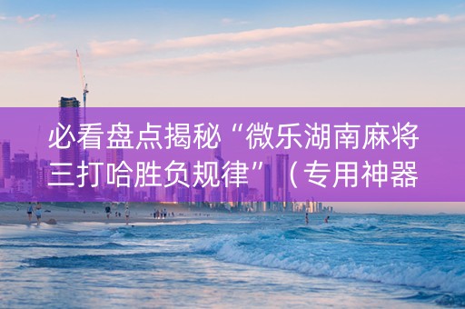 必看盘点揭秘“微乐湖南麻将三打哈胜负规律”（专用神器下载)