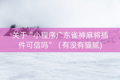 关于“小程序广东雀神麻将插件可信吗”（有没有猫腻)