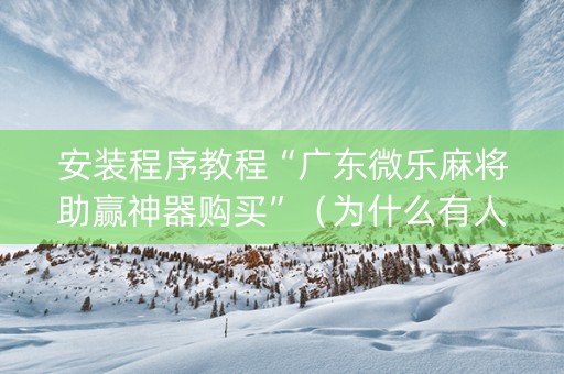 安装程序教程“广东微乐麻将助赢神器购买”（为什么有人一直赢)