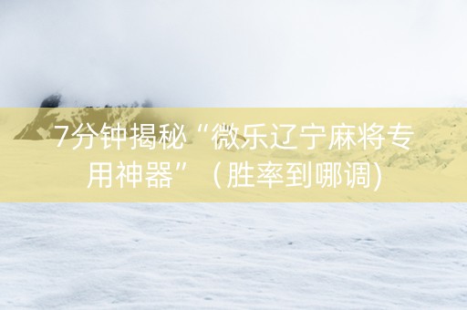 7分钟揭秘“微乐辽宁麻将专用神器”（胜率到哪调)