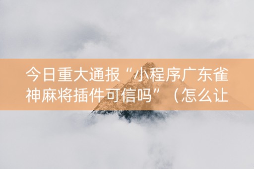 今日重大通报“小程序广东雀神麻将插件可信吗”（怎么让系统给自己好牌)