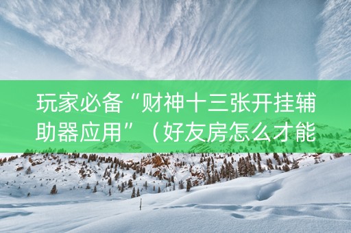 玩家必备“财神十三张开挂辅助器应用”（好友房怎么才能赢)