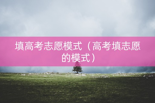 填高考志愿模式（高考填志愿的模式）