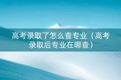 高考录取了怎么查专业（高考录取后专业在哪查）