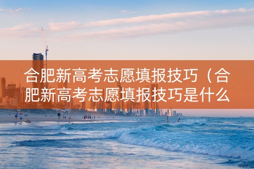 合肥新高考志愿填报技巧（合肥新高考志愿填报技巧是什么）