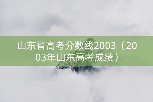 山东省高考分数线2003（2003年山东高考成绩）