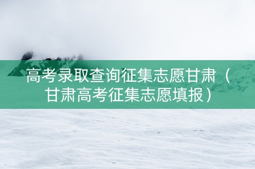 高考录取查询征集志愿甘肃（甘肃高考征集志愿填报）