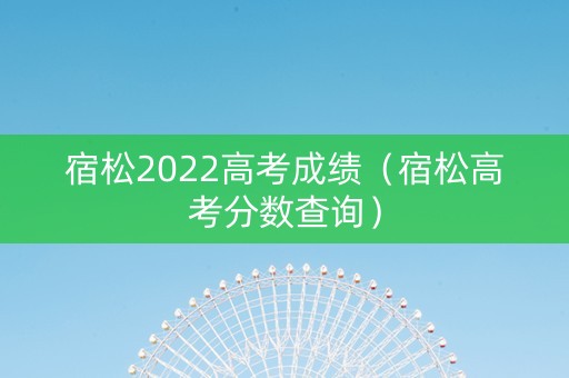 宿松2022高考成绩（宿松高考分数查询）
