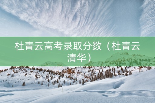 杜青云高考录取分数（杜青云 清华）