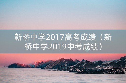 新桥中学2017高考成绩（新桥中学2019中考成绩）