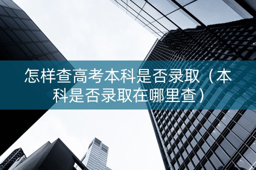 怎样查高考本科是否录取（本科是否录取在哪里查）